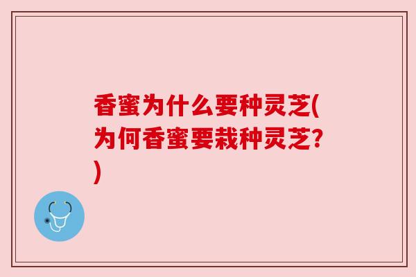 香蜜为什么要种灵芝(为何香蜜要栽种灵芝？)