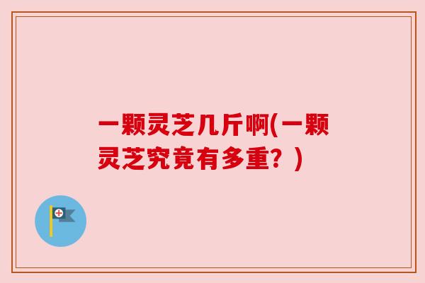 一颗灵芝几斤啊(一颗灵芝究竟有多重?) 一颗灵芝几斤啊(一颗灵芝究竟有多重?)