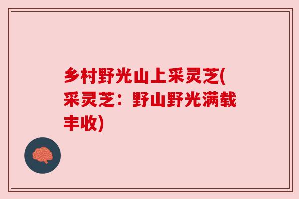 乡村野光山上采灵芝(采灵芝:野山野光满载丰收) 乡村野光山上采灵芝(采灵芝:野山野光满载丰收)