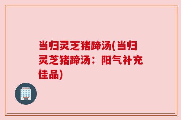 当归灵芝猪蹄汤(当归灵芝猪蹄汤：阳气补充佳品)