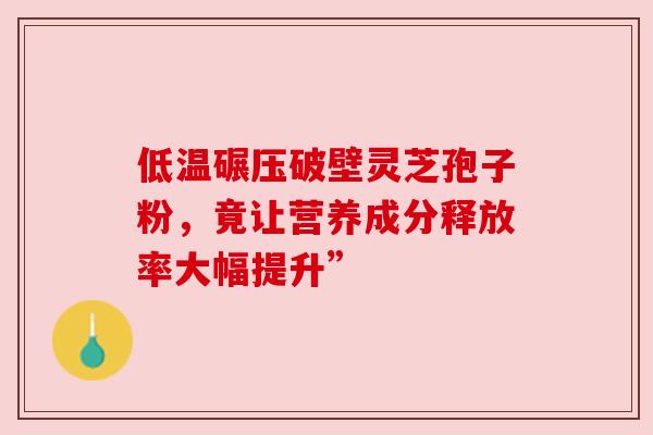 低温碾压破壁灵芝孢子粉,竟让营养成分释放率大幅提升” 低温碾压破壁灵芝孢子粉,竟让营养成分释放率大幅提升”