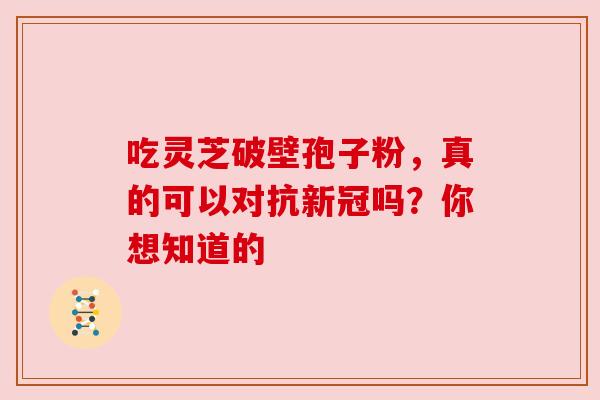 吃灵芝破壁孢子粉,真的可以对抗新冠吗?你想知道的 吃灵芝破壁孢子粉,真的可以对抗新冠吗?你想知道的